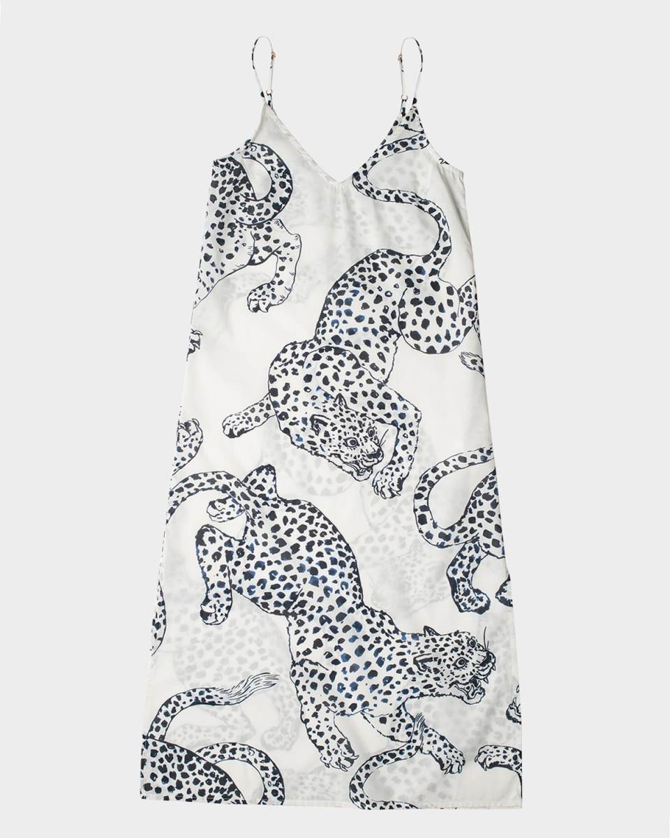 Two-Tone Animal-Print Cotton Slip Night